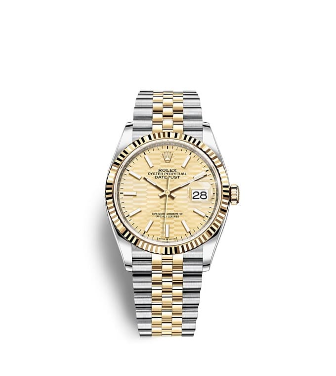 Rolex Datejust | 126233 | Datejust 36 | Coloured dial | Golden dial | The Fluted Bezel | Yellow Rolesor | m126233-0039 | Men Watch | Rolex Official Retailer - Siam Swiss