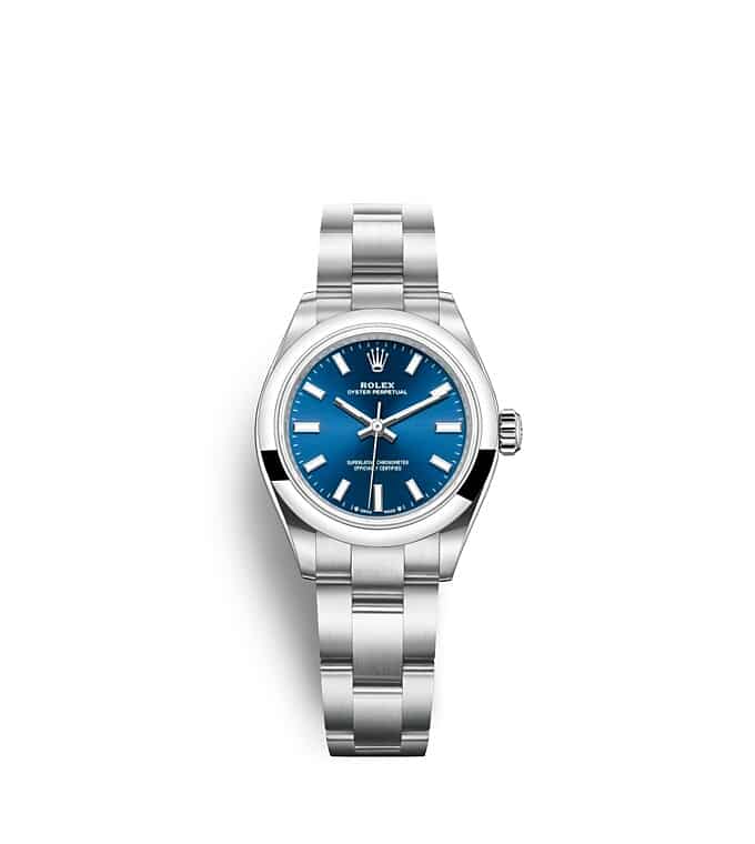 Rolex Oyster Perpetual | 276200 | Oyster Perpetual 28 | Coloured dial | Bright blue dial | Oystersteel | The Oyster bracelet | m276200-0003 | Women Watch | Rolex Official Retailer - Siam Swiss