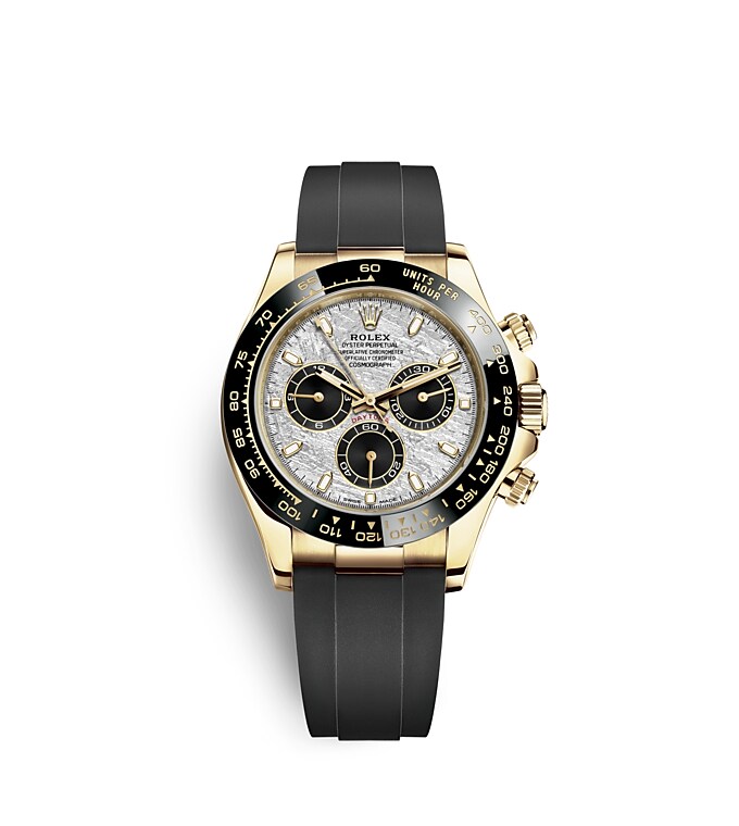 Rolex Cosmograph Daytona | 116518LN | Cosmograph Daytona | หน้าปัดสีอ่อน | หน้าปัดเมธีโอไรท์และสีดำ | มาตรวัดความเร็ว | ทองคำ 18 กะรัต | m116518ln-0076 | ชาย Watch | Rolex Official Retailer - Siam Swiss