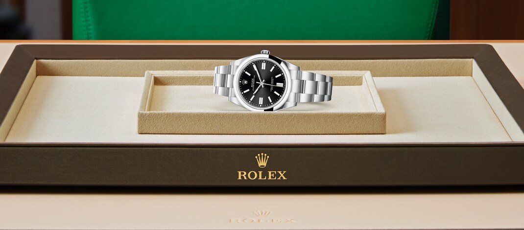 Rolex Oyster Perpetual | 124300 | Oyster Perpetual 41 | หน้าปัดสีเข้ม | หน้าปัดสีดำสว่าง | Oystersteel | สายนาฬิกา Oyster | m124300-0002 | ชาย Watch | Rolex Official Retailer - Siam Swiss