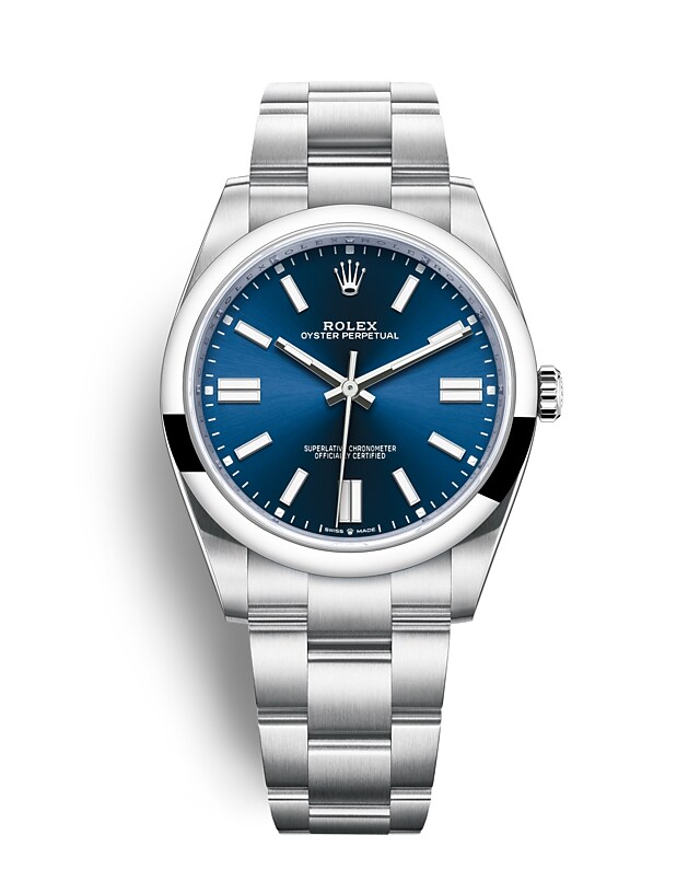 Rolex Oyster Perpetual | 124300 | Oyster Perpetual 41 | Coloured dial | Bright blue dial | Oystersteel | The Oyster bracelet | m124300-0003 | Men Watch | Rolex Official Retailer - Siam Swiss