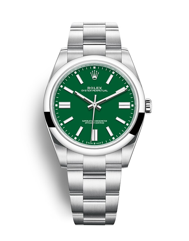 Rolex Oyster Perpetual | 124300 | Oyster Perpetual 41 | หน้าปัดสี | หน้าปัดสีเขียว | Oystersteel | สายนาฬิกา Oyster | m124300-0005 | ชาย Watch | Rolex Official Retailer - Siam Swiss