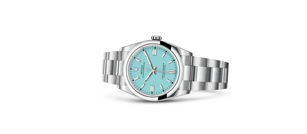 Rolex Oyster Perpetual | 126000 | Oyster Perpetual 36 | หน้าปัดสี | หน้าปัดสีฟ้าเทอร์ควอยซ์ | Oystersteel | สายนาฬิกา Oyster | m126000-0006 | ชาย Watch | Rolex Official Retailer - Siam Swiss