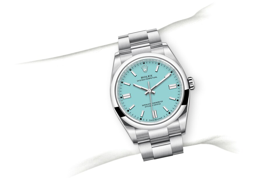 Rolex Oyster Perpetual | 126000 | Oyster Perpetual 36 | Coloured dial | Turquoise blue dial | Oystersteel | The Oyster bracelet | m126000-0006 | Men Watch | Rolex Official Retailer - Siam Swiss