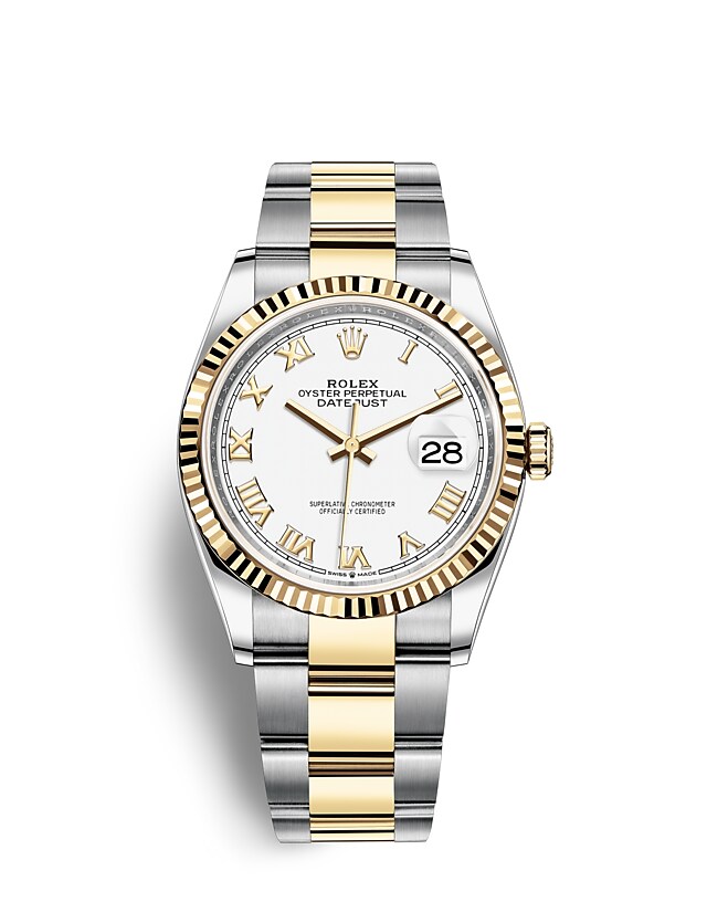 Rolex Datejust | 126233 | Datejust 36 | หน้าปัดสีอ่อน | ขอบหน้าปัดแบบเซาะร่อง | หน้าปัดสีขาว | Yellow Rolesor | m126233-0030 | ชาย Watch | Rolex Official Retailer - Siam Swiss