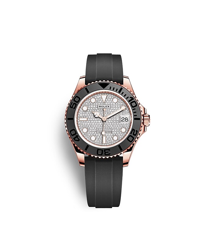 Rolex Yacht-Master | 268655 | Yacht-Master 37 | Diamond paved dial | Diamond-Paved Dial | Bidirectional Rotatable Bezel | 18 ct Everose gold | m268655-0019 | Women Watch | Rolex Official Retailer - Siam Swiss