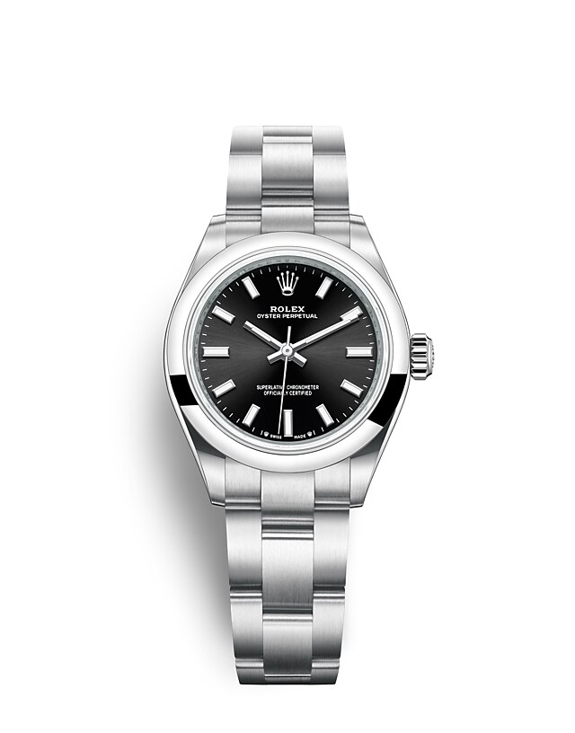 Rolex Oyster Perpetual | 276200 | Oyster Perpetual 28 | หน้าปัดสีเข้ม | หน้าปัดสีดำสว่าง | Oystersteel | สายนาฬิกา Oyster | m276200-0002 | หญิง Watch | Rolex Official Retailer - Siam Swiss