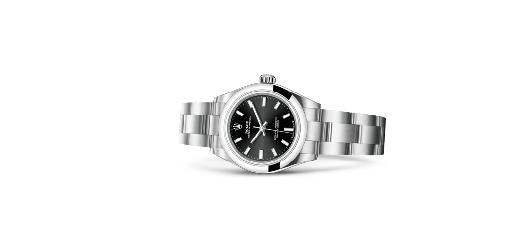 Rolex Oyster Perpetual | 276200 | Oyster Perpetual 28 | Dark dial | Bright black dial | Oystersteel | The Oyster bracelet | m276200-0002 | Women Watch | Rolex Official Retailer - Siam Swiss