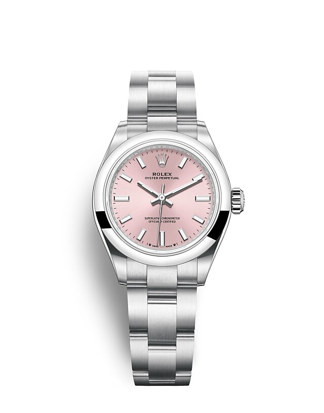 Rolex Oyster Perpetual | 276200 | Oyster Perpetual 28 | Coloured dial | Pink Dial | Oystersteel | The Oyster bracelet | m276200-0004 | Women Watch | Rolex Official Retailer - Siam Swiss