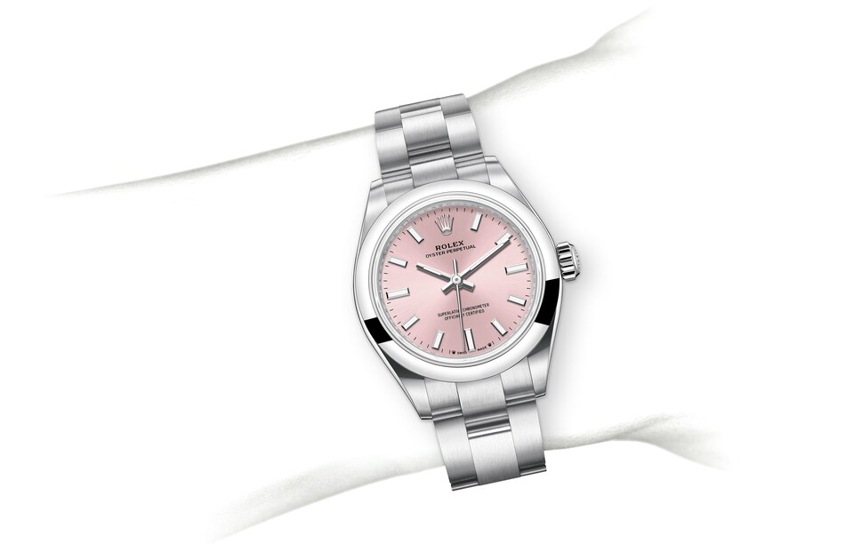 Rolex Oyster Perpetual | 276200 | Oyster Perpetual 28 | Coloured dial | Pink Dial | Oystersteel | The Oyster bracelet | m276200-0004 | Women Watch | Rolex Official Retailer - Siam Swiss