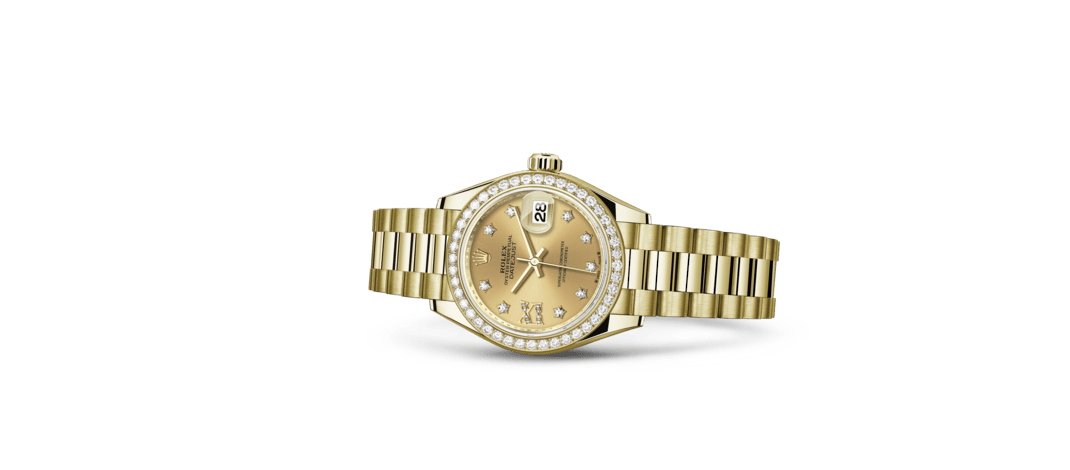 Rolex Lady-Datejust | 279138RBR | Lady-Datejust | หน้าปัดประดับอัญมณี | หน้าปัดสีแชมเปญ | ขอบหน้าปัดประดับเพชร | ทองคำ 18 กะรัต | m279138rbr-0006 | หญิง Watch | Rolex Official Retailer - Siam Swiss