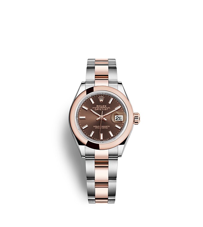 Rolex Lady-Datejust | 279161 | Lady-Datejust | Coloured dial | Chocolate Dial | Everose Rolesor | The Oyster bracelet | m279161-0018 | Women Watch | Rolex Official Retailer - Siam Swiss