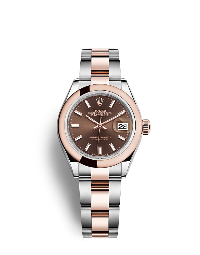 Rolex Lady-Datejust | 279161 | Lady-Datejust | หน้าปัดสี | หน้าปัดสีช็อกโกแลต | Everose Rolesor | สายนาฬิกา Oyster | m279161-0018 | หญิง Watch | Rolex Official Retailer - Siam Swiss