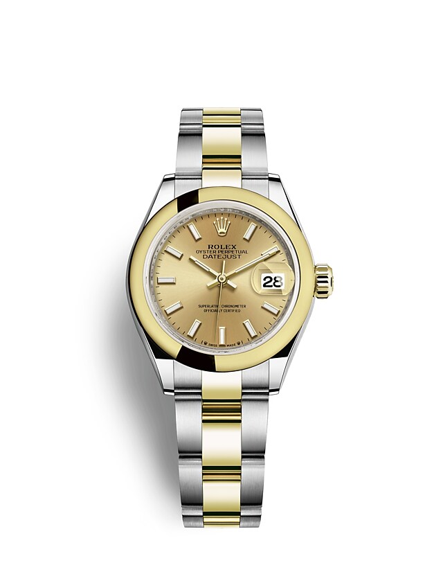 Rolex Lady-Datejust | 279163 | Lady-Datejust | Coloured dial | Champagne-colour dial | Yellow Rolesor | The Oyster bracelet | m279163-0002 | Women Watch | Rolex Official Retailer - Siam Swiss