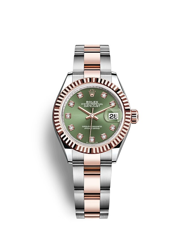 Rolex Lady-Datejust | 279171 | Lady-Datejust | Coloured dial | Olive-Green Dial | The Fluted Bezel | Everose Rolesor | m279171-0008 | Women Watch | Rolex Official Retailer - Siam Swiss