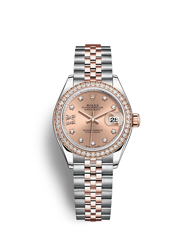 Rolex Lady-Datejust | 279381RBR | Lady-Datejust | Coloured dial | Rosé-colour dial | Diamond-Set Bezel | Everose Rolesor | m279381rbr-0027 | Women Watch | Rolex Official Retailer - Siam Swiss