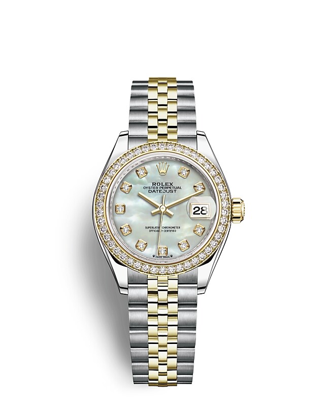 Rolex Lady-Datejust | 279383RBR | Lady-Datejust | หน้าปัดประดับอัญมณี | หน้าปัดไข่มุก | ขอบหน้าปัดประดับเพชร | Yellow Rolesor | m279383rbr-0019 | หญิง Watch | Rolex Official Retailer - Siam Swiss