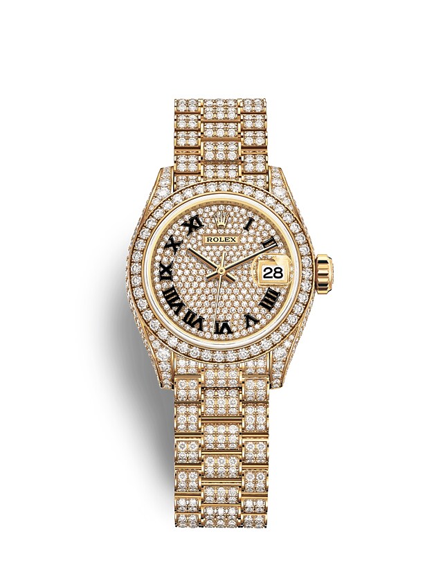 Rolex Lady-Datejust | 279458RBR | Lady-Datejust | หน้าปัดประดับอัญมณี | หน้าปัดประดับเพชร | ขอบหน้าปัดประดับเพชร | ทองคำ 18 กะรัต | m279458rbr-0001 | หญิง Watch | Rolex Official Retailer - Siam Swiss