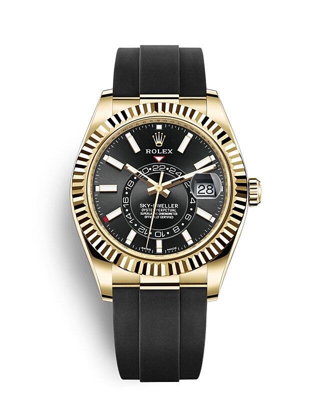 Rolex Sky-Dweller | 326238 | Sky-Dweller | หน้าปัดสีเข้ม | หน้าปัดสีดำสว่าง | ขอบหน้าปัดแบบเซาะร่อง | ทองคำ 18 กะรัต | m326238-0009 | ชาย Watch | Rolex Official Retailer - Siam Swiss