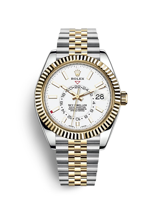 Rolex Sky-Dweller | 326933 | Sky-Dweller | หน้าปัดสีอ่อน | หน้าปัดสีขาวเข้ม | ขอบหน้าปัดแบบเซาะร่อง | Yellow Rolesor | m326933-0010 | ชาย Watch | Rolex Official Retailer - Siam Swiss