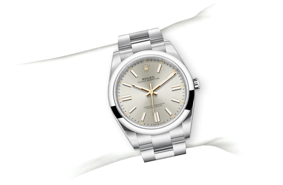 Rolex Oyster Perpetual | 124300 | Oyster Perpetual 41 | หน้าปัดสีอ่อน | หน้าปัดเงิน | Oystersteel | สายนาฬิกา Oyster | M124300-0001 | ชาย Watch | Rolex Official Retailer - Siam Swiss