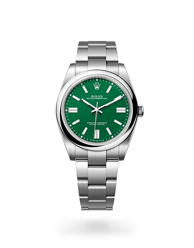Rolex Oyster Perpetual | 124300 | Oyster Perpetual 41 | หน้าปัดสี | หน้าปัดสีเขียว | Oystersteel | สายนาฬิกา Oyster | M124300-0005 | ชาย Watch | Rolex Official Retailer - Siam Swiss