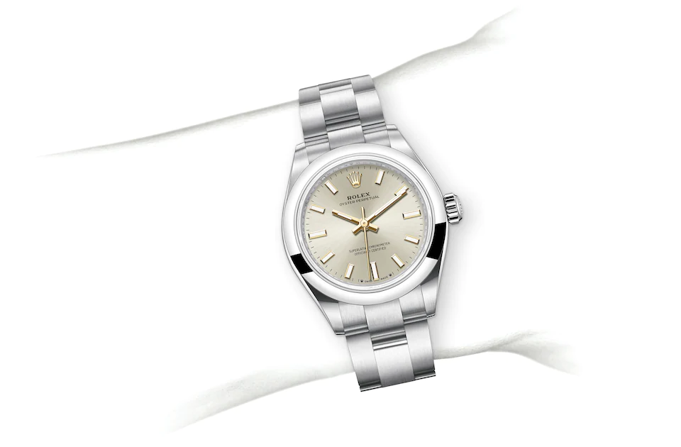 Rolex Oyster Perpetual | 276200 | Oyster Perpetual 28 | Light dial | Silver dial | Oystersteel | The Oyster bracelet | M276200-0001 | Women Watch | Rolex Official Retailer - Siam Swiss