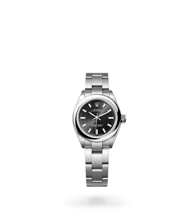 Rolex Oyster Perpetual | 276200 | Oyster Perpetual 28 | Dark dial | Bright black dial | Oystersteel | The Oyster bracelet | M276200-0002 | Women Watch | Rolex Official Retailer - Siam Swiss