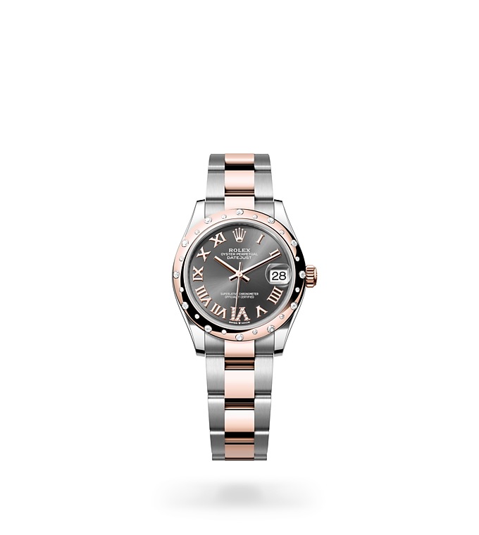 Rolex Datejust | 278341RBR | Datejust 31 | หน้าปัดประดับอัญมณี | หน้าปัดสีเทาอมน้ำเงิน | ขอบหน้าปัดประดับเพชร | Everose Rolesor | M278341RBR-0029 | หญิง Watch | Rolex Official Retailer - Siam Swiss