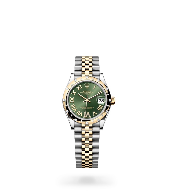 Rolex Datejust | 278343RBR | Datejust 31 | Coloured dial | Olive-Green Dial | Diamond-set bezel | Yellow Rolesor | M278343RBR-0016 | Women Watch | Rolex Official Retailer - Siam Swiss