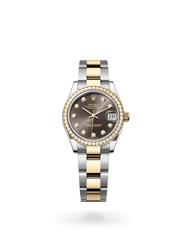 Rolex Datejust | 278383RBR | Datejust 31 | หน้าปัดประดับอัญมณี | หน้าปัดสีเทาเข้ม | ขอบหน้าปัดประดับเพชร | Yellow Rolesor | M278383RBR-0021 | หญิง Watch | Rolex Official Retailer - Siam Swiss
