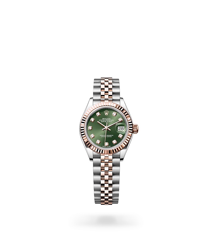 Rolex Lady-Datejust | 279171 | Lady-Datejust | หน้าปัดประดับอัญมณี | หน้าปัดสีเขียวมะกอก | ขอบหน้าปัดแบบร่อง | Everose Rolesor | M279171-0007 | หญิง Watch | Rolex Official Retailer - Siam Swiss