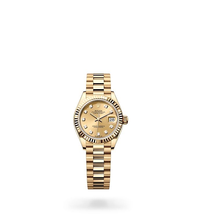Rolex Lady-Datejust | 279178 | Lady-Datejust | หน้าปัดประดับอัญมณี | หน้าปัดสีแชมเปญ | ขอบหน้าปัดแบบร่อง | ทองคำ 18 กะรัต | M279178-0017 | หญิง Watch | Rolex Official Retailer - Siam Swiss