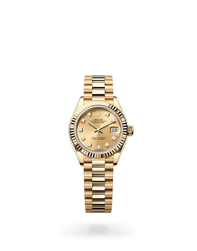 Rolex Lady-Datejust | 279178 | Lady-Datejust | Coloured dial | Champagne-colour dial | Fluted bezel | 18 ct yellow gold | M279178-0017 | Women Watch | Rolex Official Retailer - Siam Swiss