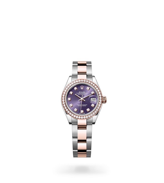 Rolex Lady-Datejust | 279381RBR | Lady-Datejust | หน้าปัดประดับอัญมณี | หน้าปัดสีม่วงเข้ม | ขอบหน้าปัดประดับเพชร | Everose Rolesor | M279381RBR-0016 | หญิง Watch | Rolex Official Retailer - Siam Swiss