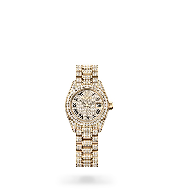 Rolex Lady-Datejust | 279458RBR | Lady-Datejust | Diamond paved dial | Diamond-Paved Dial | Diamond-set bezel | 18 ct yellow gold | M279458RBR-0001 | Women Watch | Rolex Official Retailer - Siam Swiss